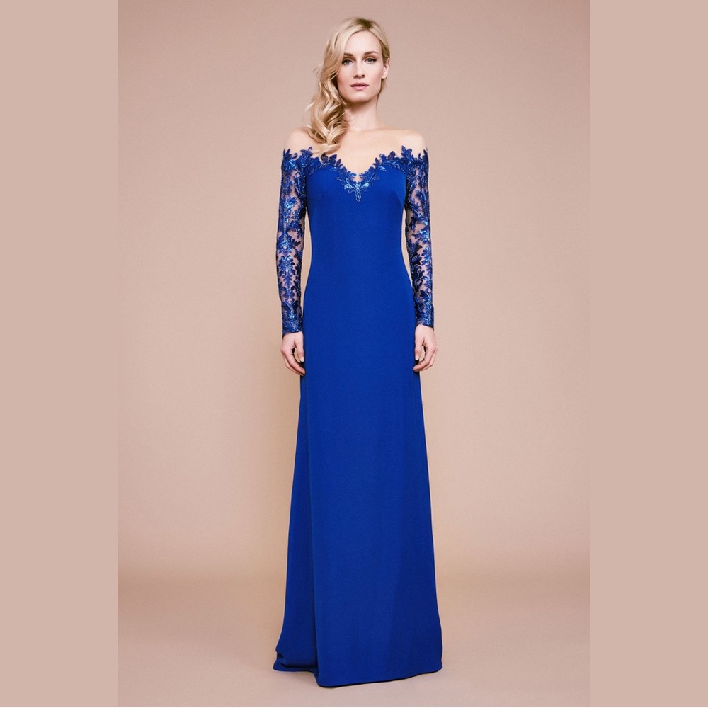 TADASHI SHOJI - DELTA OFF-THE-SHOULDER SEQUIN CREPE GOWN